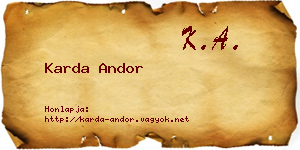 Karda Andor névjegykártya